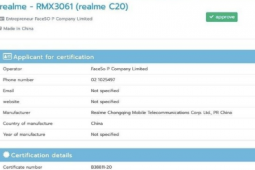 realme C20还将附带型号为RMX3063的手机