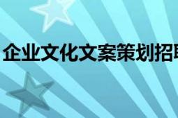 企业文化文案策划招聘（企业文化 文化类型）