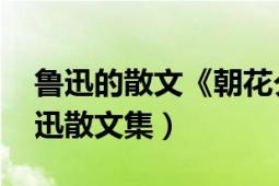 鲁迅的散文《朝花夕拾》鉴赏（朝花夕拾 鲁迅散文集）