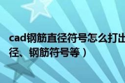 cad钢筋直径符号怎么打出来（CAD如何输入特殊符号 如直径、钢筋符号等）