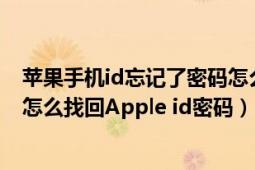 苹果手机id忘记了密码怎么办（苹果手机id密码忘了怎么办怎么找回Apple id密码）