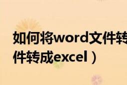 如何将word文件转成excel（如何将word文件转成excel）