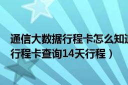 通信大数据行程卡怎么知道你的行程（如何使用通信大数据行程卡查询14天行程）