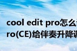 cool edit pro怎么调音（如何用Cool Edit Pro(CE)给伴奏升降调）