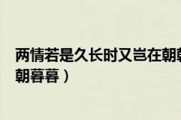 两情若是久长时又岂在朝朝暮暮（两情若是久长时又岂在朝朝暮暮）