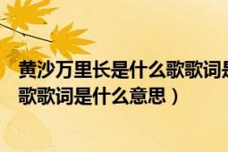 黄沙万里长是什么歌歌词是什么意思（黄沙万里长出自哪首歌歌词是什么意思）