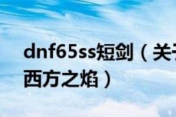 dnf65ss短剑（关于dnf55ss短剑万剑之王-西方之焰）