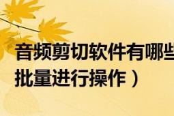 音频剪切软件有哪些（音频剪切软件哪款可以批量进行操作）