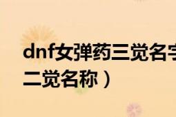 dnf女弹药三觉名字（芙蕾雅 DNF女弹药的二觉名称）