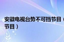 安徽电视台势不可挡节目（势不可挡 安徽卫视全民才艺竞技节目）