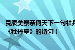 良辰美景奈何天下一句牡丹亭（良辰美景奈何天 出自汤显祖《牡丹亭》的诗句）