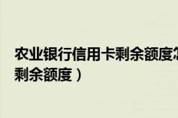 农业银行信用卡剩余额度怎样查询（农业银行信用卡短信查剩余额度）