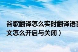 谷歌翻译怎么实时翻译语音（谷歌翻译语音输出自动朗读译文怎么开启与关闭）