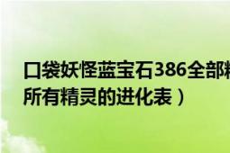 口袋妖怪蓝宝石386全部精灵分布图（口袋妖怪红宝石386所有精灵的进化表）