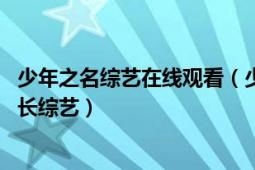 少年之名综艺在线观看（少年之名 优酷少年青春逐梦同行成长综艺）