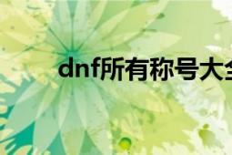 dnf所有称号大全（DNF称号大全）