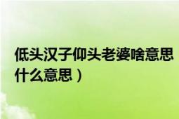 低头汉子仰头老婆啥意思（农村俗语“仰头老婆低头汉”是什么意思）