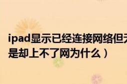 ipad显示已经连接网络但无法上网（ipad已经连接上网络但是却上不了网为什么）