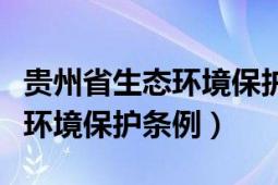 贵州省生态环境保护十三五规划（贵州省生态环境保护条例）