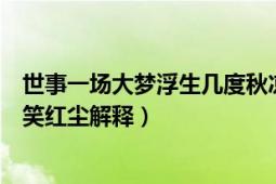 世事一场大梦浮生几度秋凉解释（岁月无痕亦有痕一掬清泪笑红尘解释）