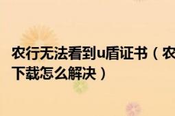 农行无法看到u盾证书（农行U盾无法读出来证书和驱动都已下载怎么解决）