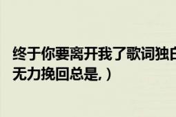 终于你要离开我了歌词独白（求歌词：终于你离开我的世界,无力挽回总是,）