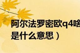 阿尔法罗密欧q4啥意思（阿尔法罗密欧166是什么意思）