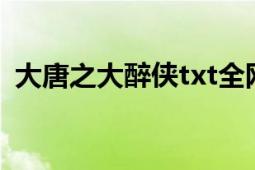 大唐之大醉侠txt全网下载（大唐之大醉侠）