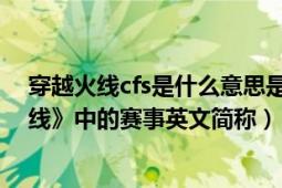 穿越火线cfs是什么意思是国际赛事吗（CFS 端游《穿越火线》中的赛事英文简称）