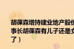 胡葆森增持建业地产股份100万股（求解：河南建业集团董事长胡葆森有儿子还是女儿?最好是熟悉的人百度找的就算了）