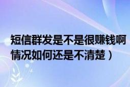 短信群发是不是很赚钱啊（最近对这方面了解了下不过实际情况如何还是不清楚）