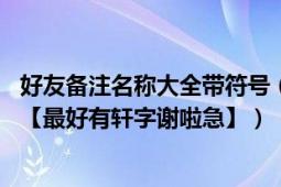 好友备注名称大全带符号（非主流好友备注名称,注意是备注【最好有轩字谢啦急】）