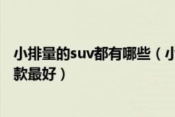 小排量的suv都有哪些（小排量suv汽车排行榜小排量suv哪款最好）