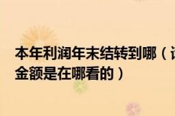 本年利润年末结转到哪（请问年末结转本年利润本年利润的金额是在哪看的）