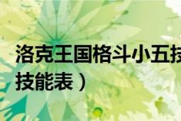 洛克王国格斗小五技能表（洛克王国格斗小五技能表）