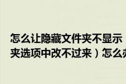 怎么让隐藏文件夹不显示（电脑无法显示隐藏文件（在文件夹选项中改不过来）怎么办）