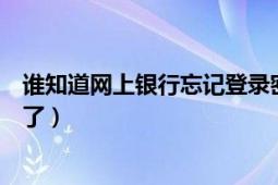 谁知道网上银行忘记登录密码该怎么办啊（急人啊！登不上了）